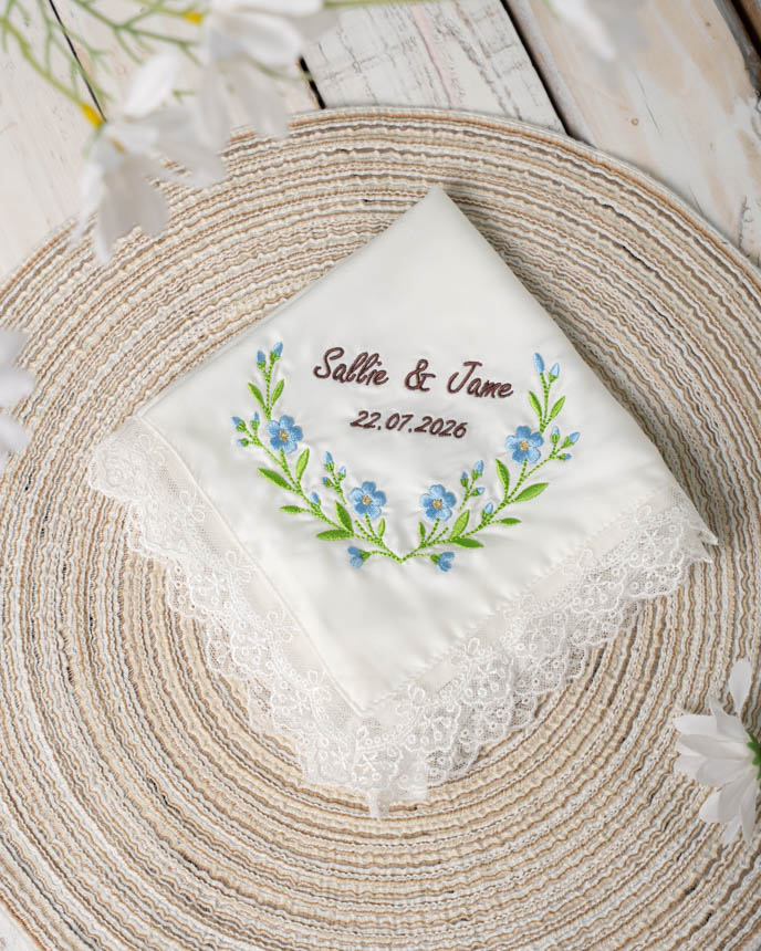 Embroidered Satin Handkerchief 
