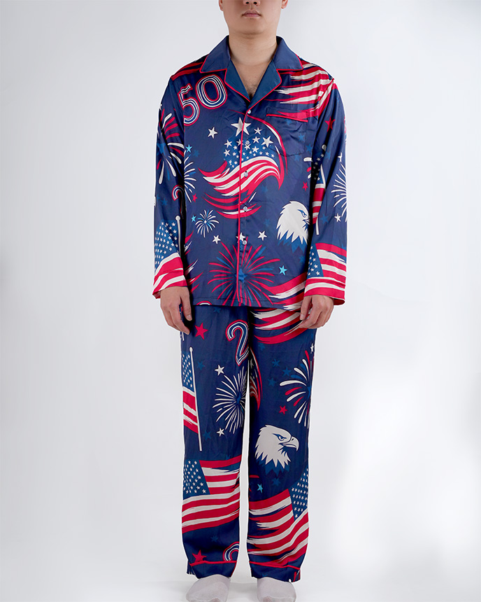 All-over Print Men's Satin Pajamas Set