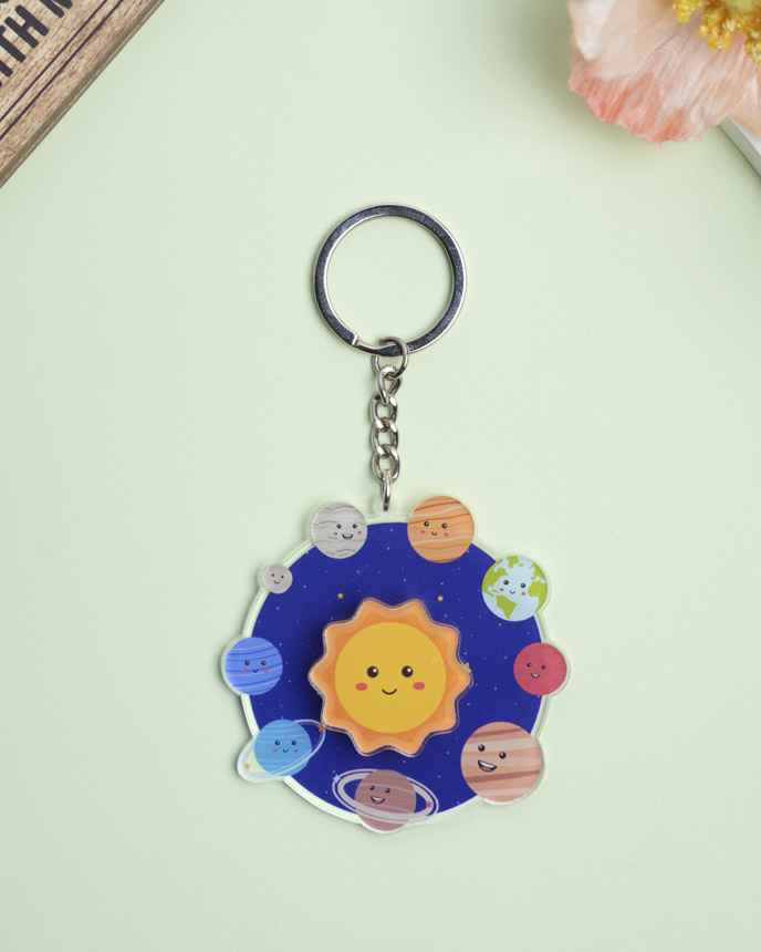 Custom Shape Acrylic Keychain With Spinning Charm