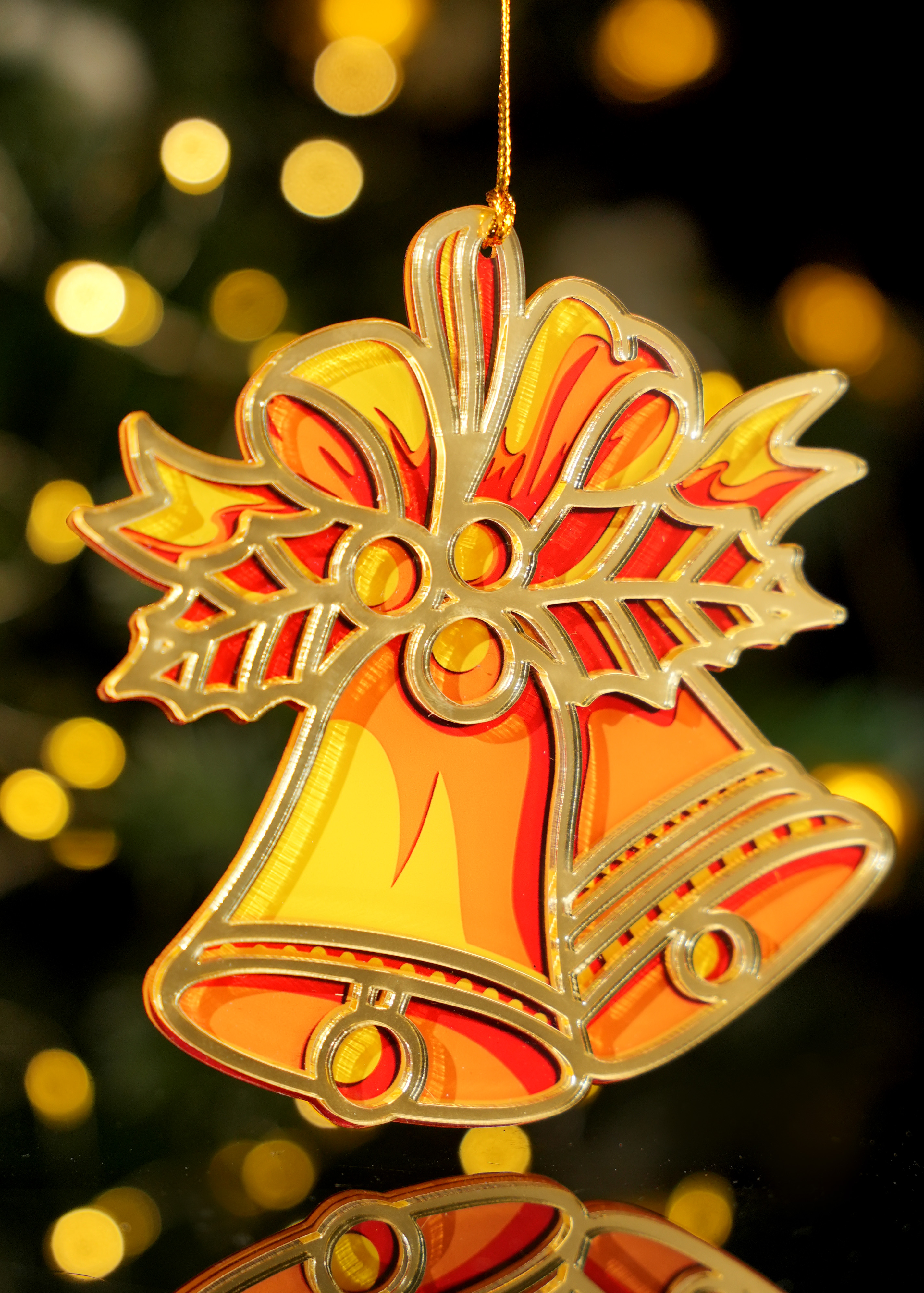 Custom Shape Layered Acrylic Mirror Ornament 