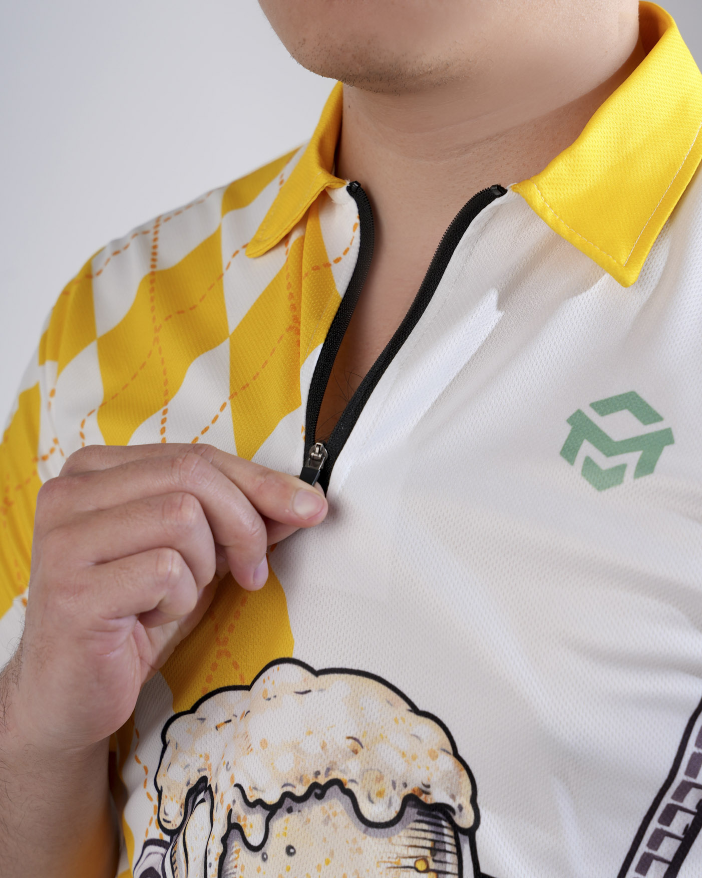 All-over Print Zip Polo Shirt (Lightweight)