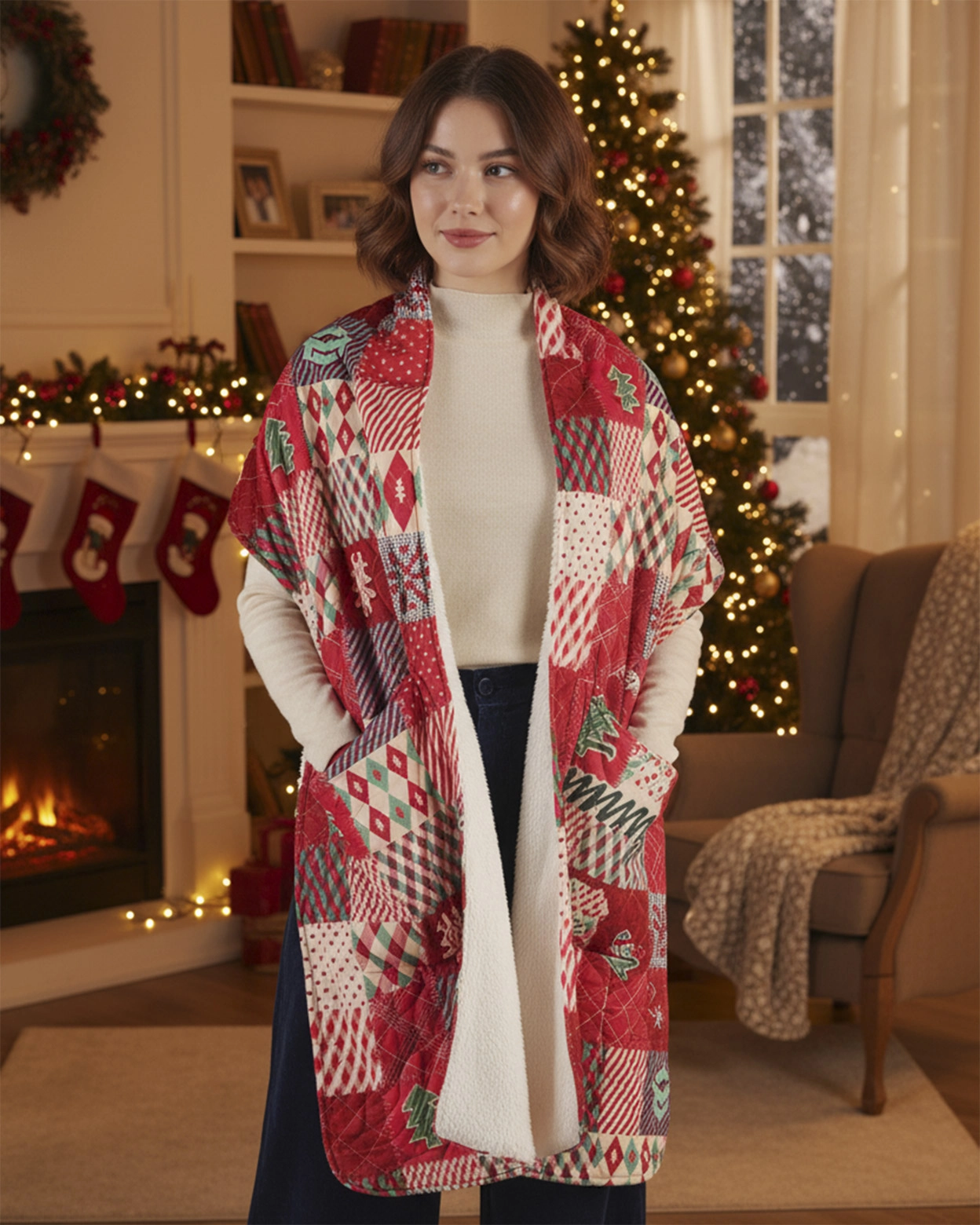 All-over Print Fleece Pocket Scarf