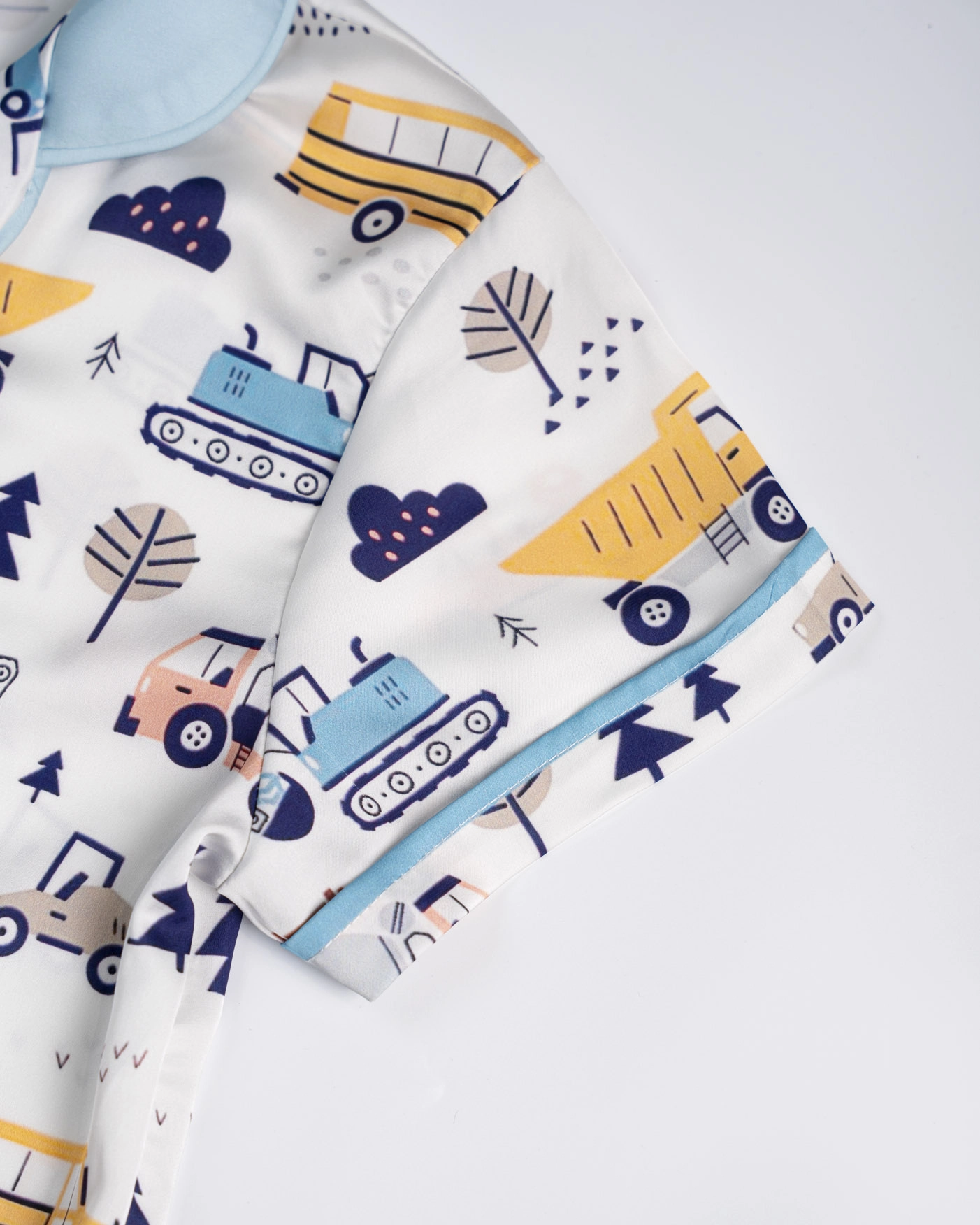 All-over Print Kid and Youth Satin Short-Sleeve Pajamas Set (No Pocket)