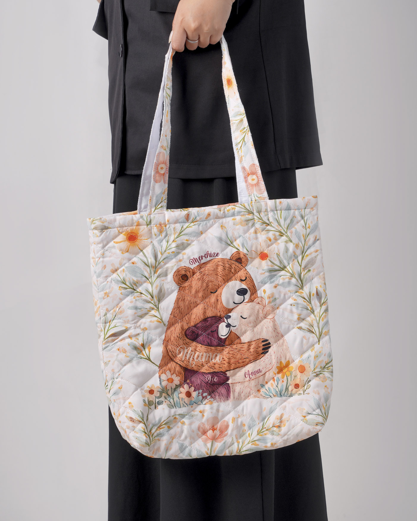 All-over Print Quilted Tote Bag