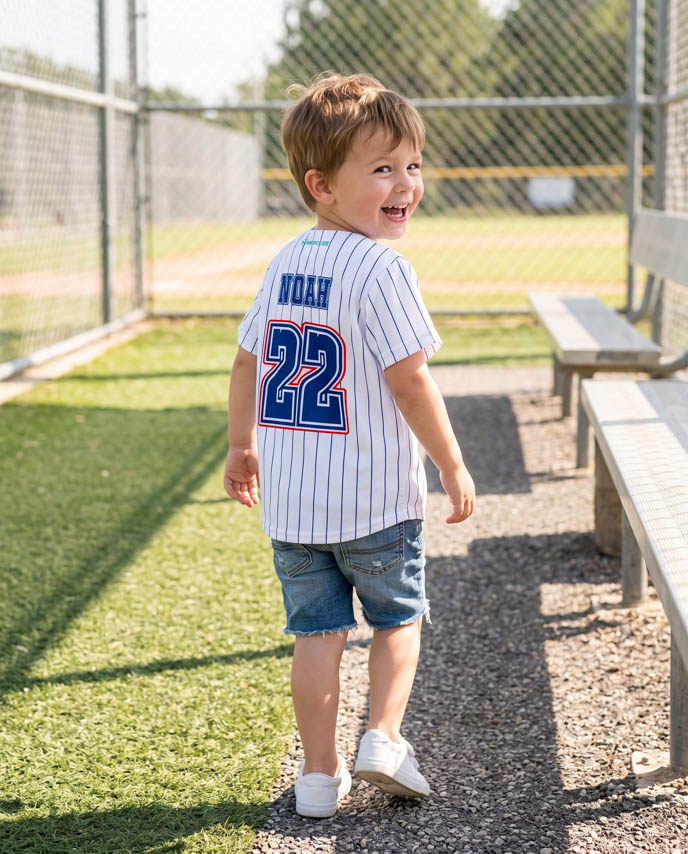 All-over Print Kids and Youth Baseball Jersey Without Piping (White Buttons)