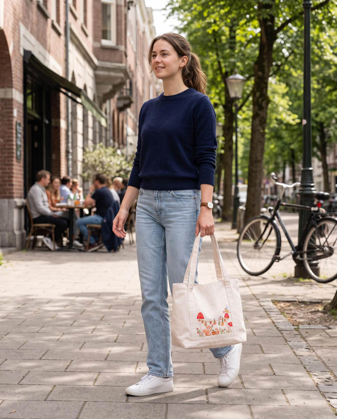 All-over Print Two-Tone Canvas Tote Bag