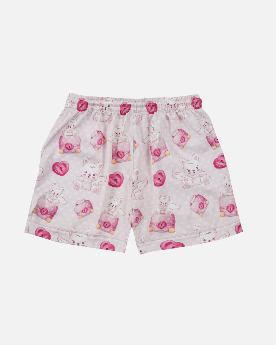 All-over Print Satin Short-Sleeve Pajamas Set (No Pocket)