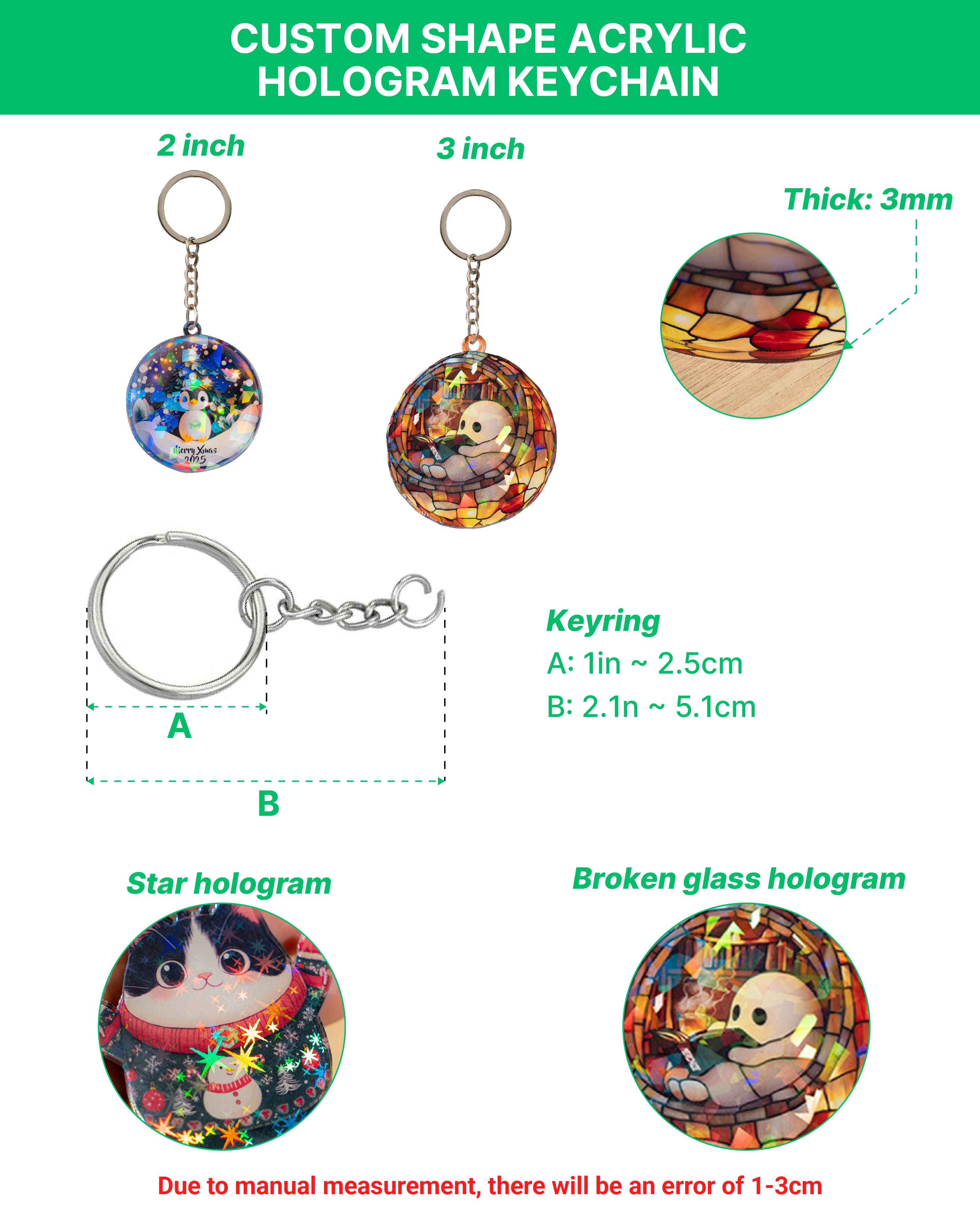 Custom Shape Acrylic Hologram Keychain