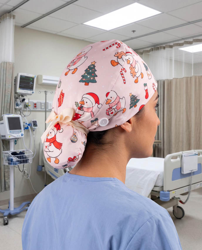 All-over Print Ponytail Scrub Cap