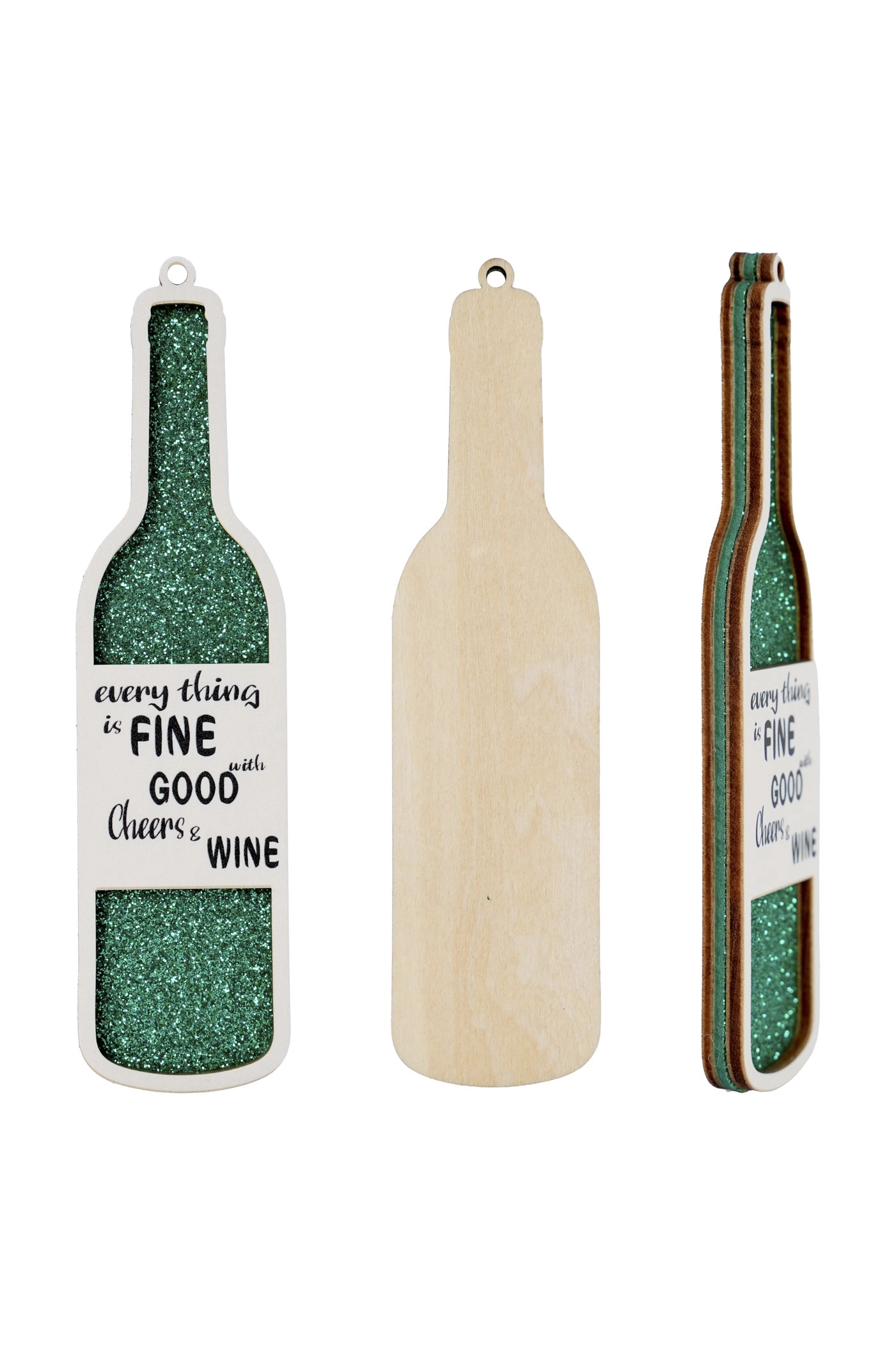 Custom Shape 2-Layer Glitter Wood Ornament
