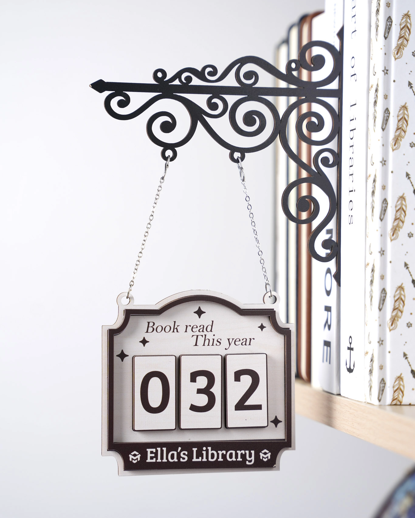 Custom Shape Wood Bookshelf Sign