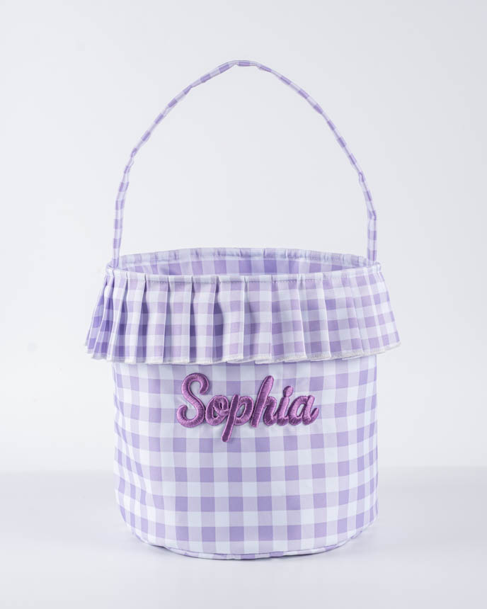 3D Puff Embroidered Ruffle Basket
