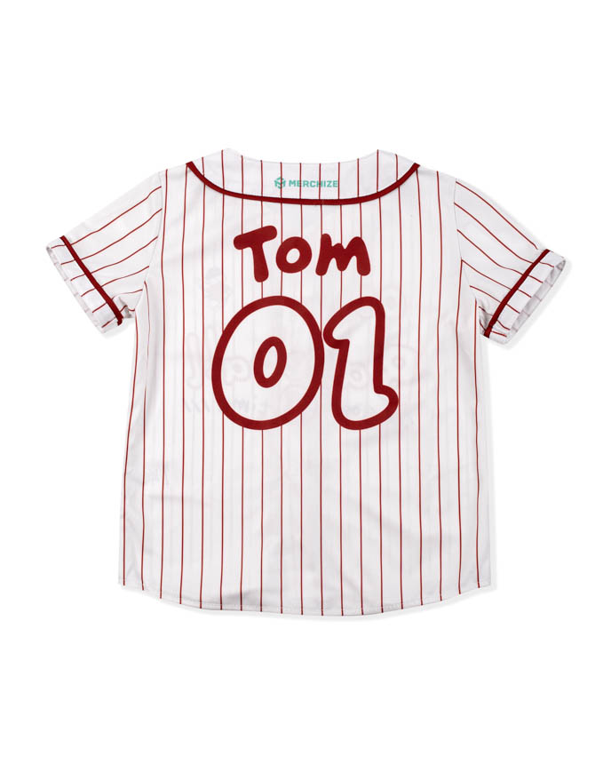 All-over Print Kids and Youth Baseball Jersey (White Buttons)