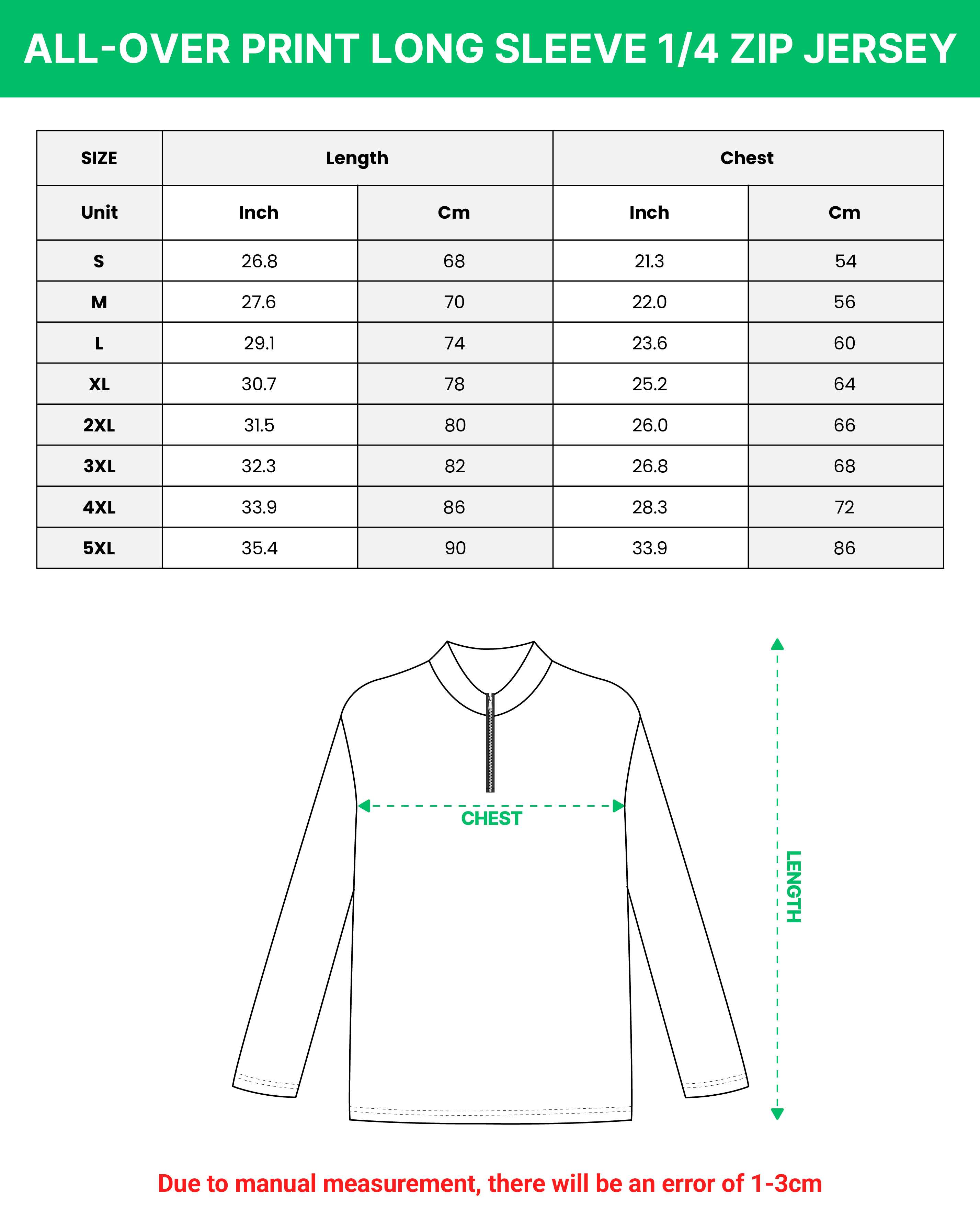 All-over Print Long Sleeve 1/4 Zip Jersey