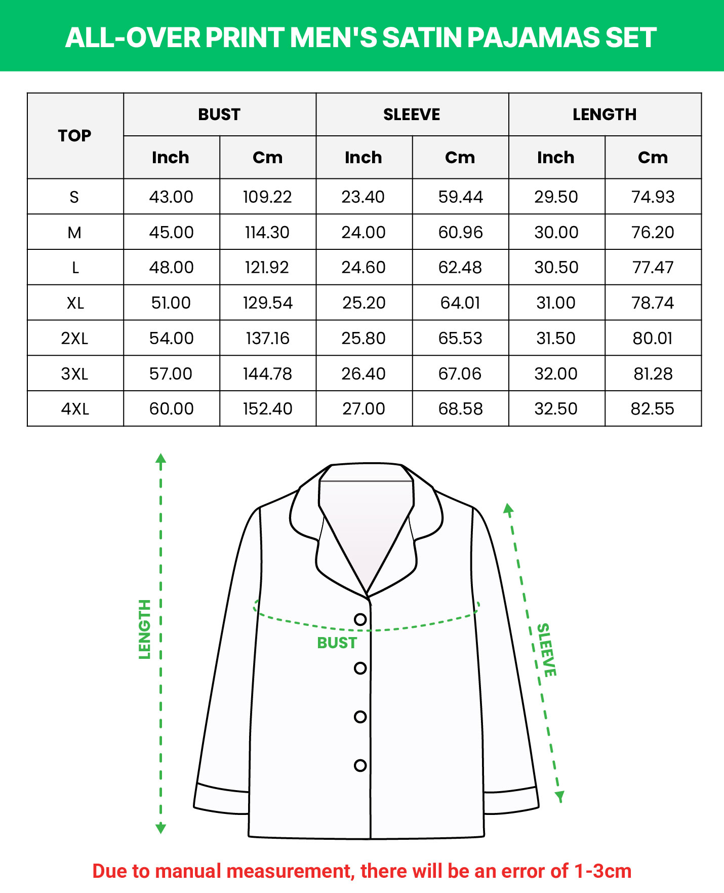 All-over Print Men's Satin Pajamas Set (No Pocket)