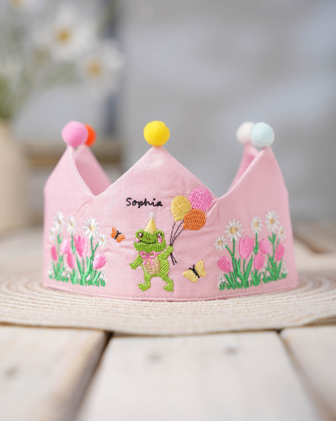 Embroidered Linen Crown