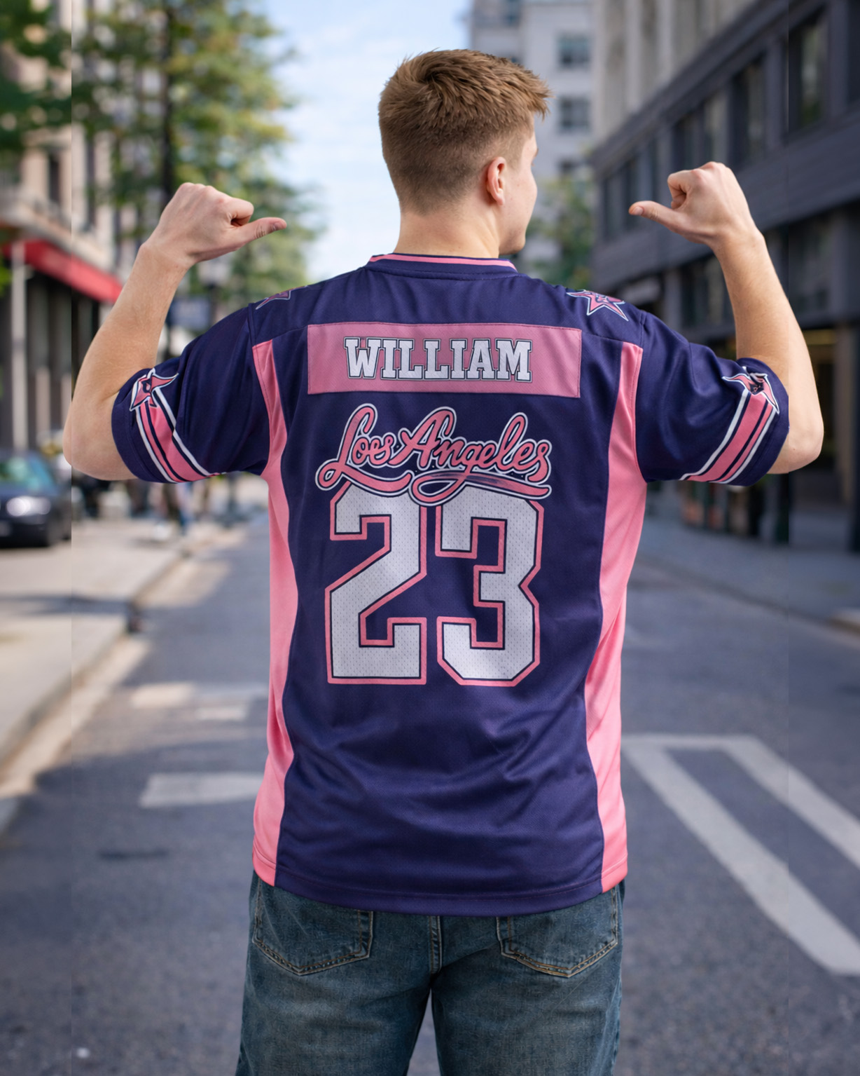 All-over Print V-neck Short Sleeve Jersey With Name Patch