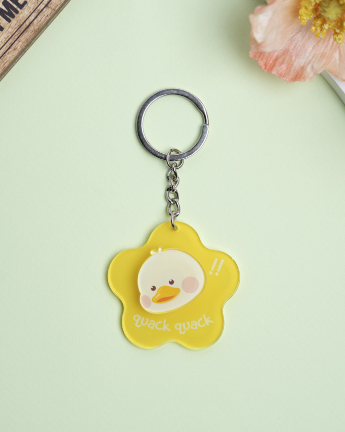 Custom Shape Acrylic Keychain With Spinning Charm