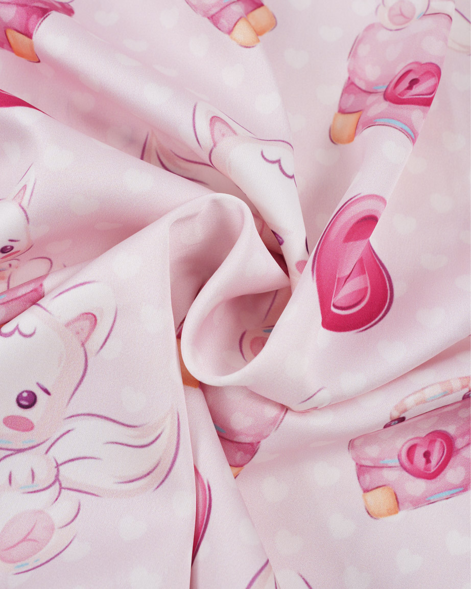 All-over Print Satin Short-Sleeve Pajamas Set (No Pocket)