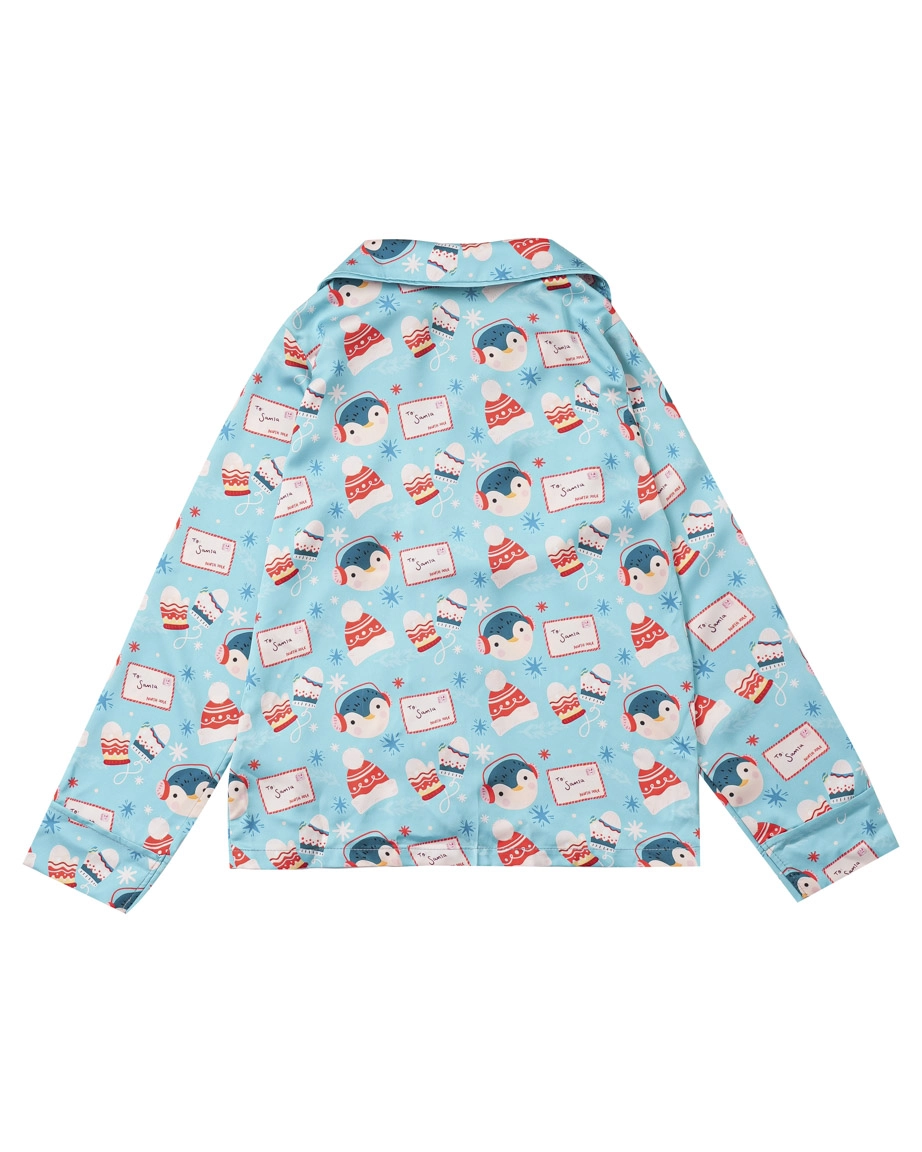 All-over Print Kid Satin Pajamas Set (No Pocket)