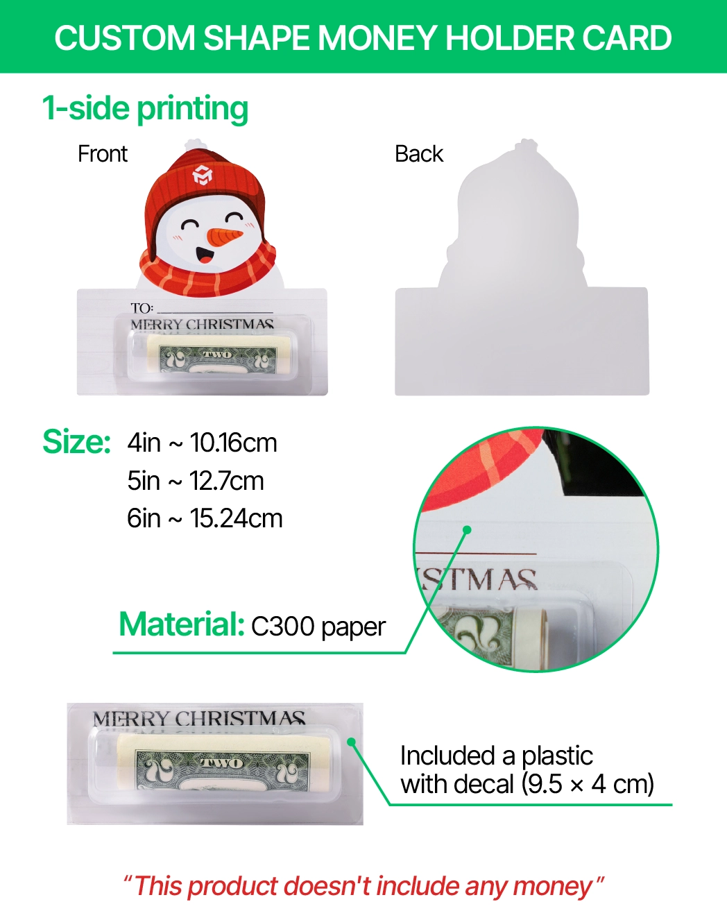 Custom Shape Money Holder Card