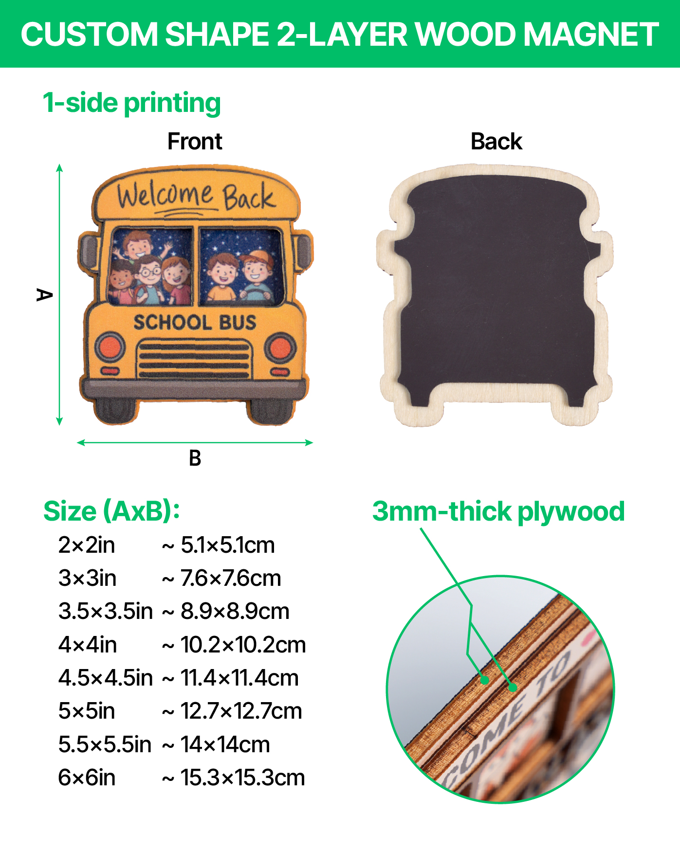 Custom Shape 2-Layer Wood Magnet