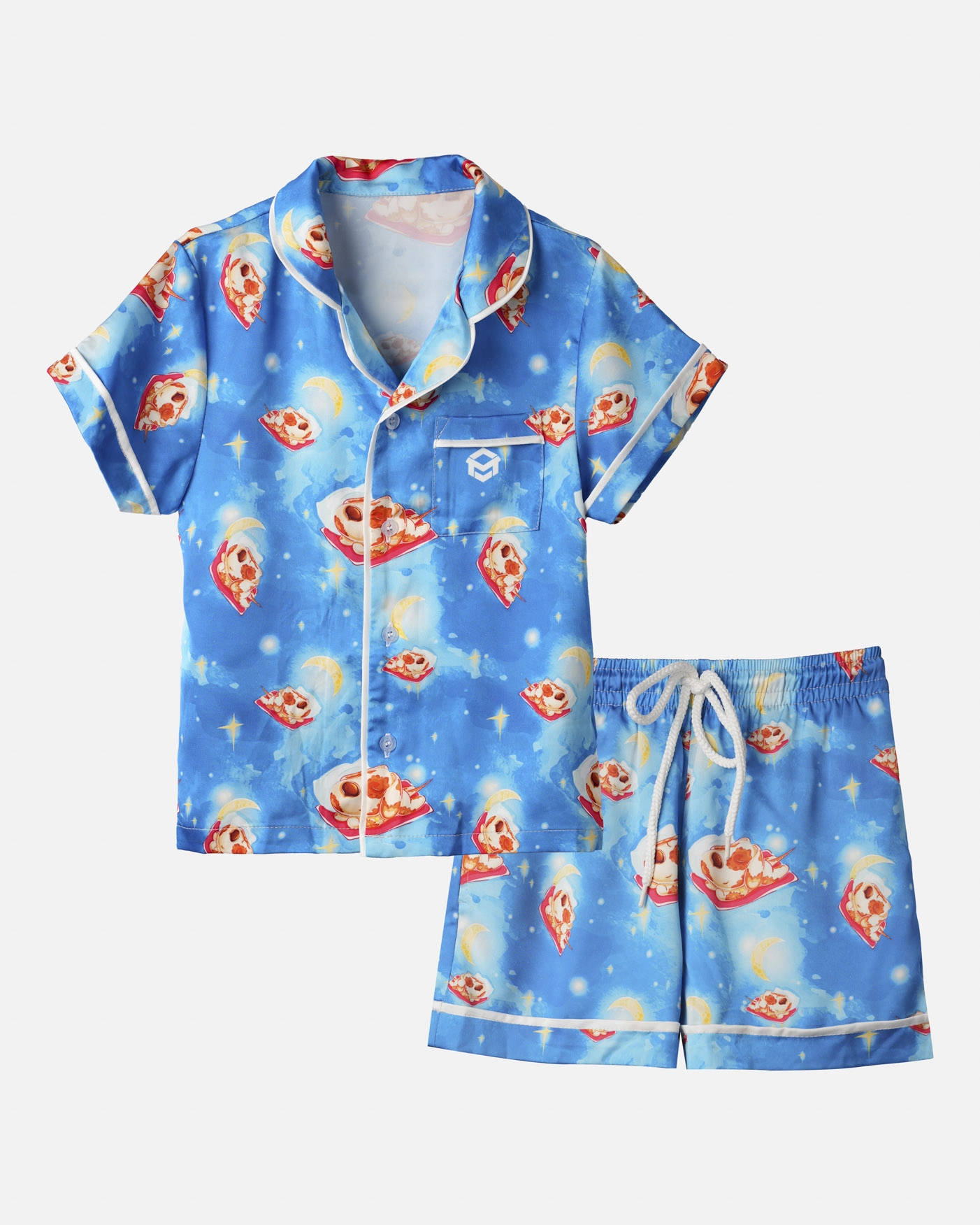 All-over Print Kid and Youth Satin Short-Sleeve Pajamas Set