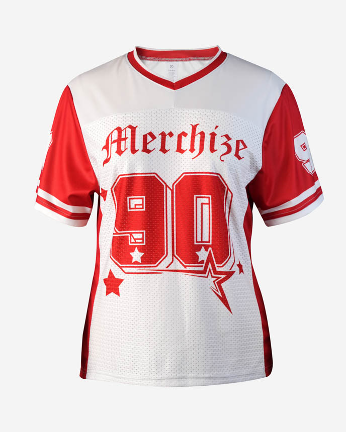 All-over Print Women's Hybrid Mesh V-neck Short Sleeve Jersey With Name Patch