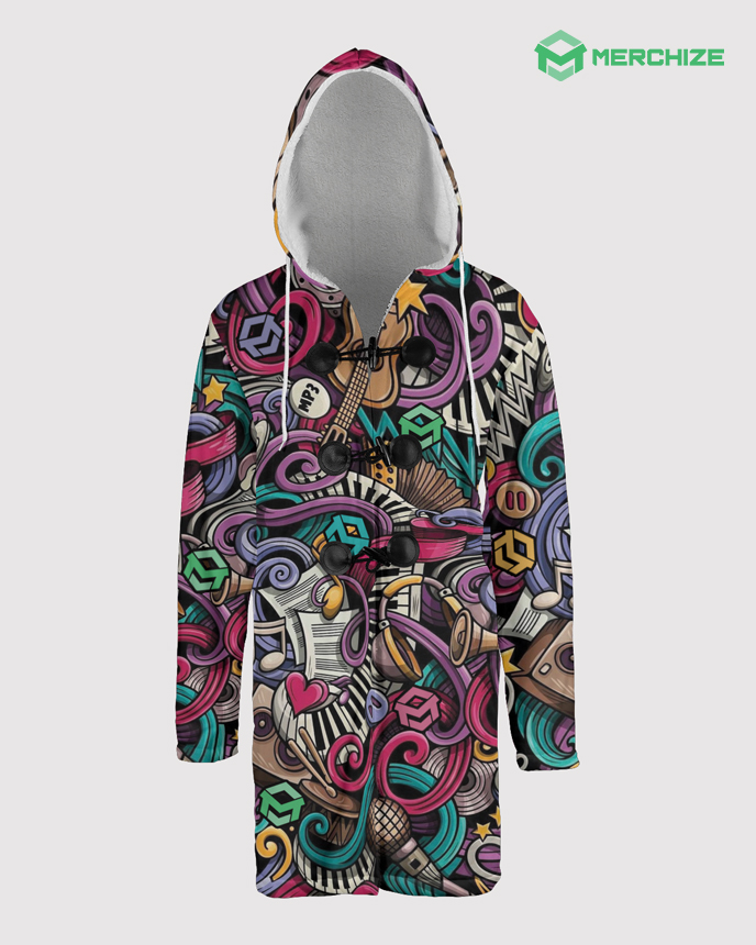 All-over Print Hooded Cloak Coat