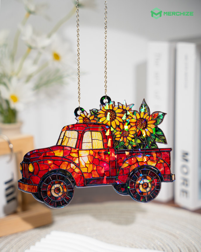 Custom Shape 1-side Printed Broken Glass Hologram Ornament