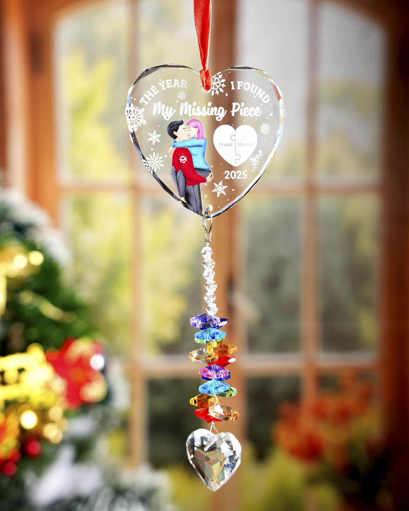 Glass Ornament With Crystal Charm