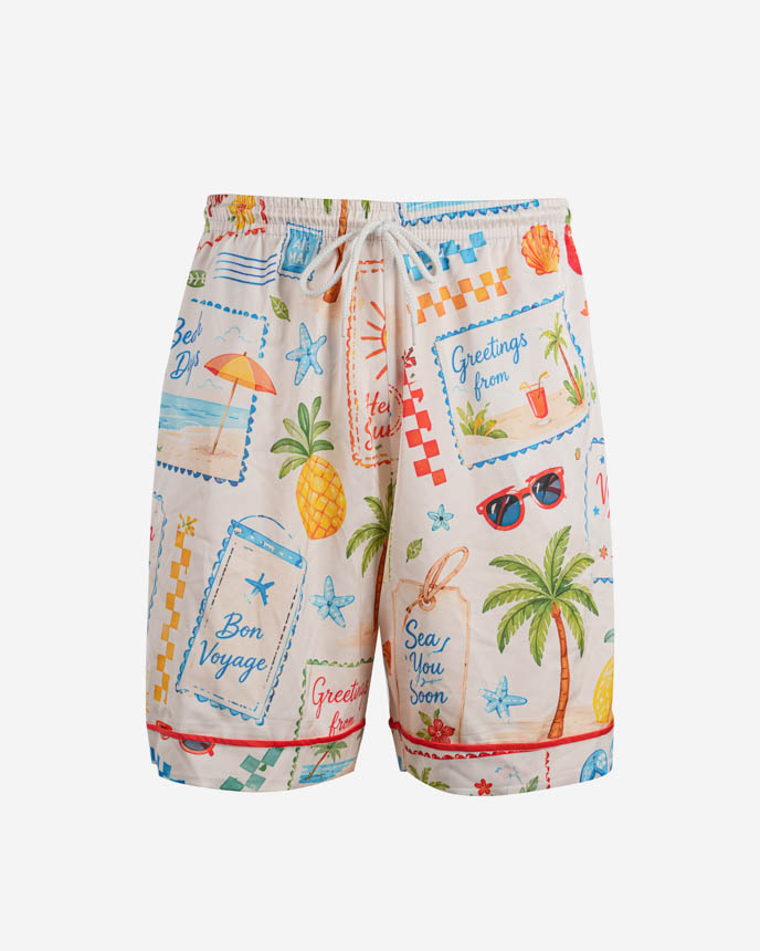 All-over Print Men's Satin Pajama Shorts