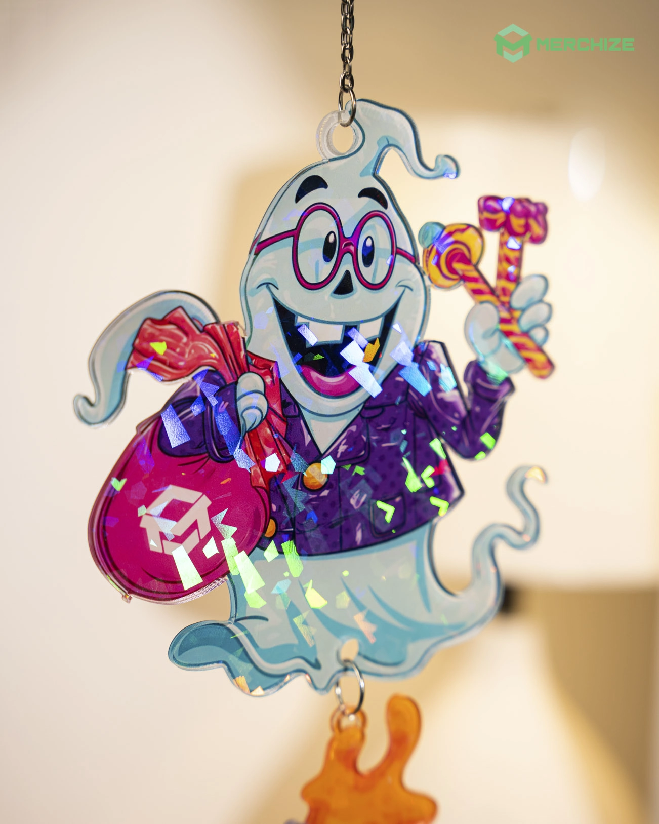  Custom Shape Acrylic Hologram Ornament With Charm 