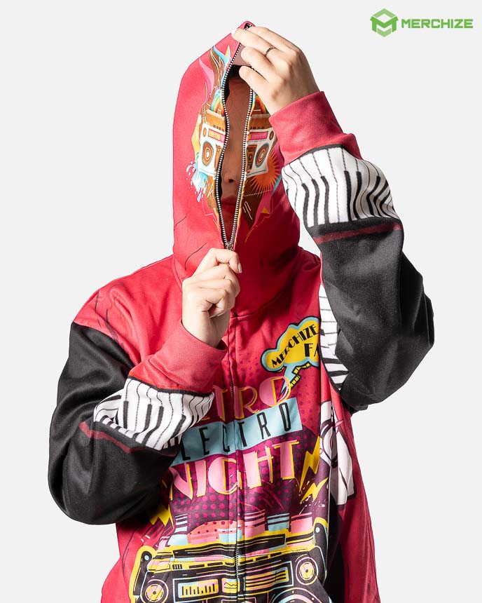 All-over Print Full Zip Up Hoodie (Lightweight) - Print on demand