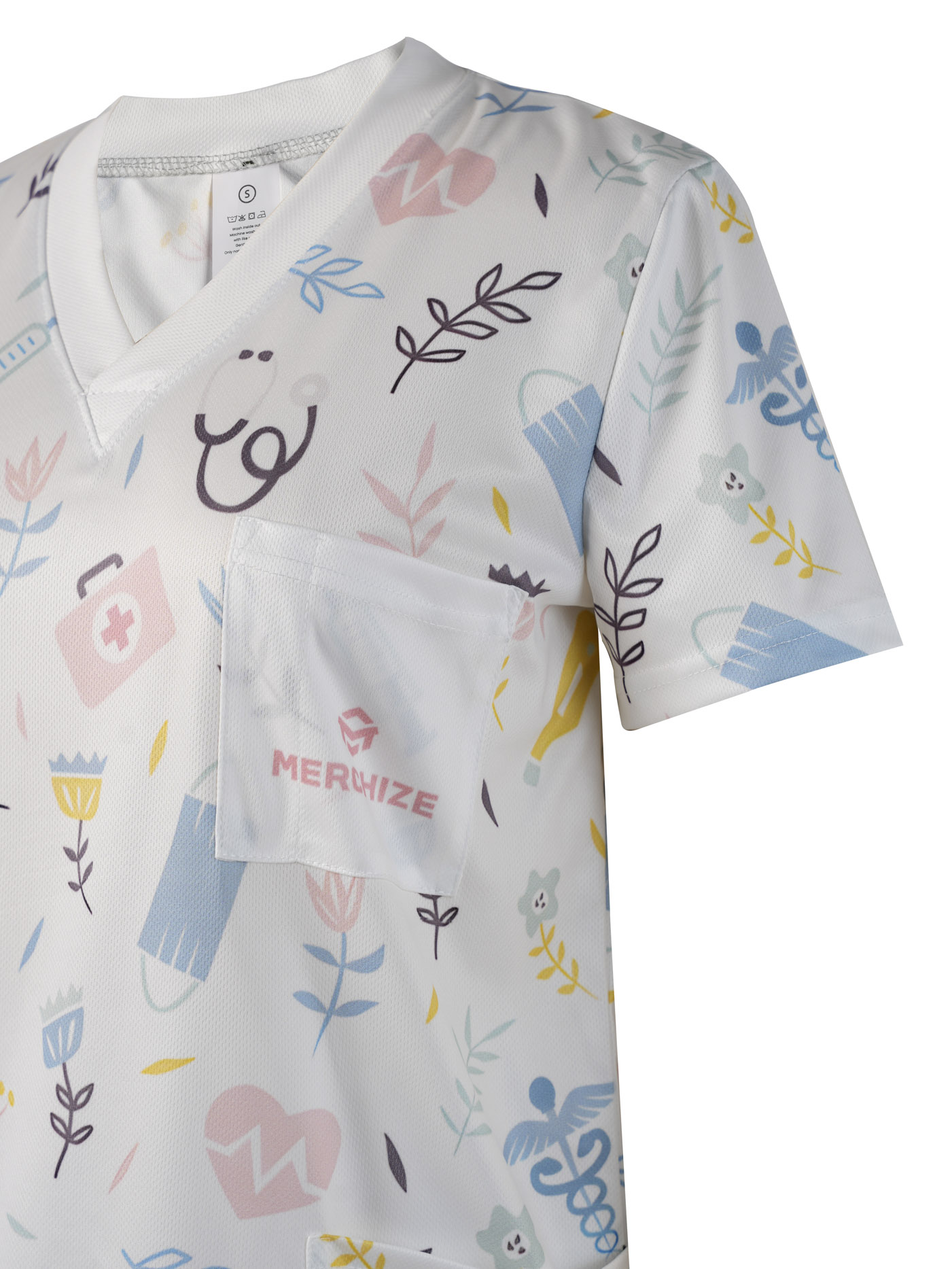 All-over Print Women's Medical Scrub Top