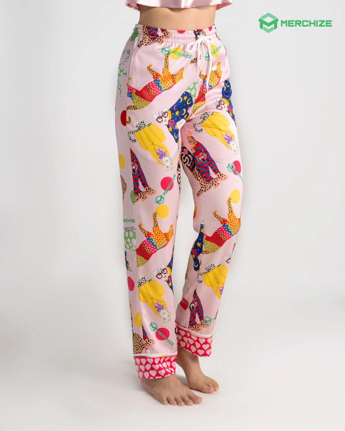 All-over Print Satin Pajama Pants