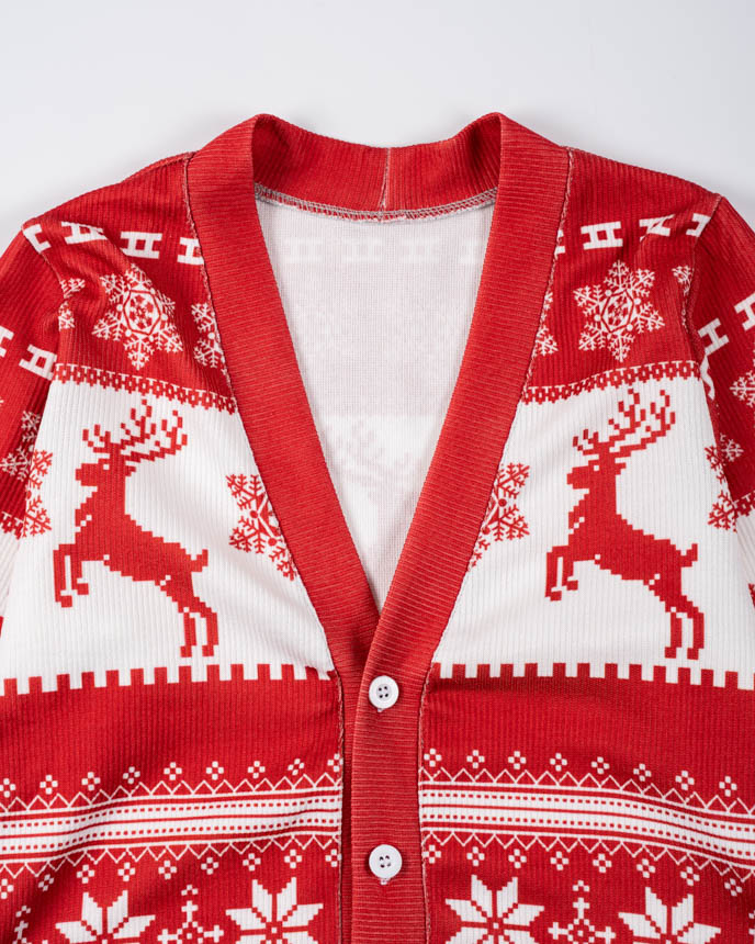All-over Print Youth Knitted Cardigan (White Buttons)
