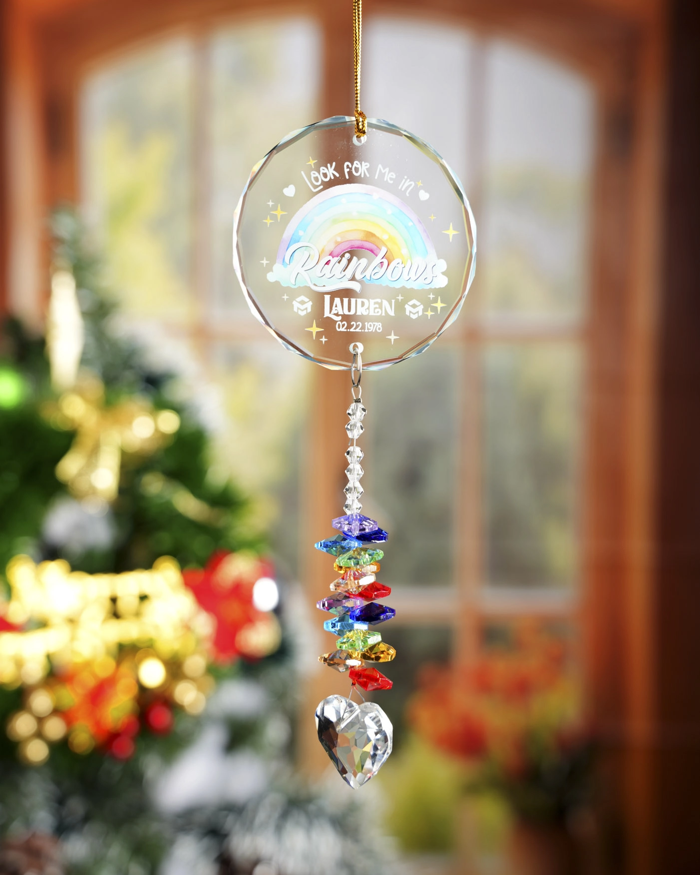 Glass Ornament With Crystal Charm
