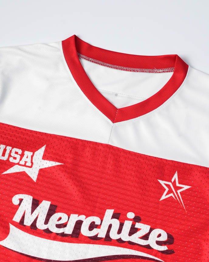 All-over Print Youth Hybrid Mesh V-neck Short Sleeve Jersey With Name Patch