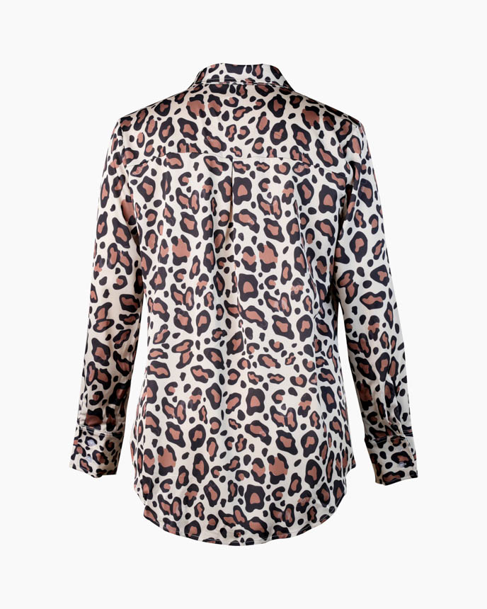 All-over Print Women’s Satin Button Down Shirt 