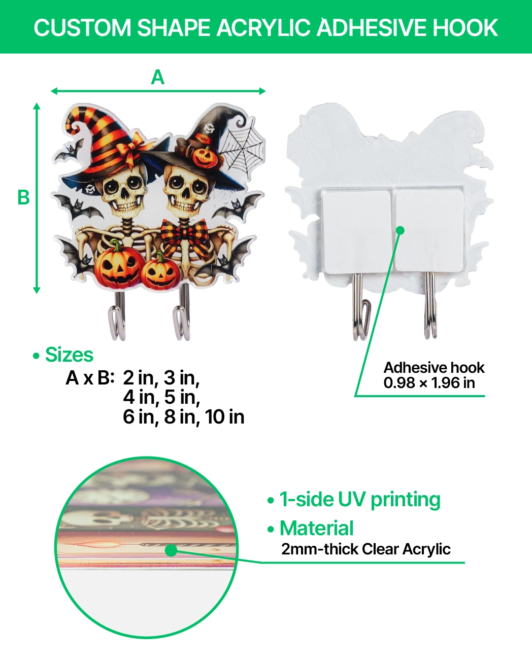 Custom Shape Acrylic Adhesive Hook