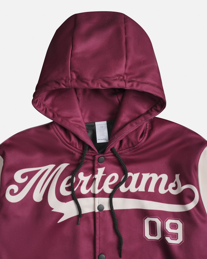 All-over Print Hooded Baseball Jacket