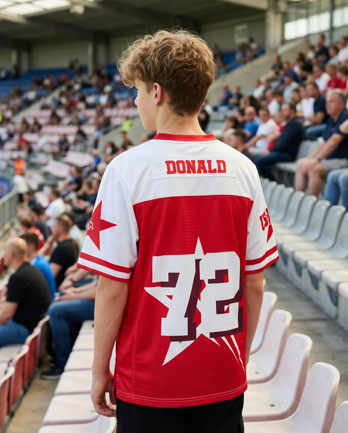 All-over Print Youth Hybrid Mesh V-neck Short Sleeve Jersey With Name Patch