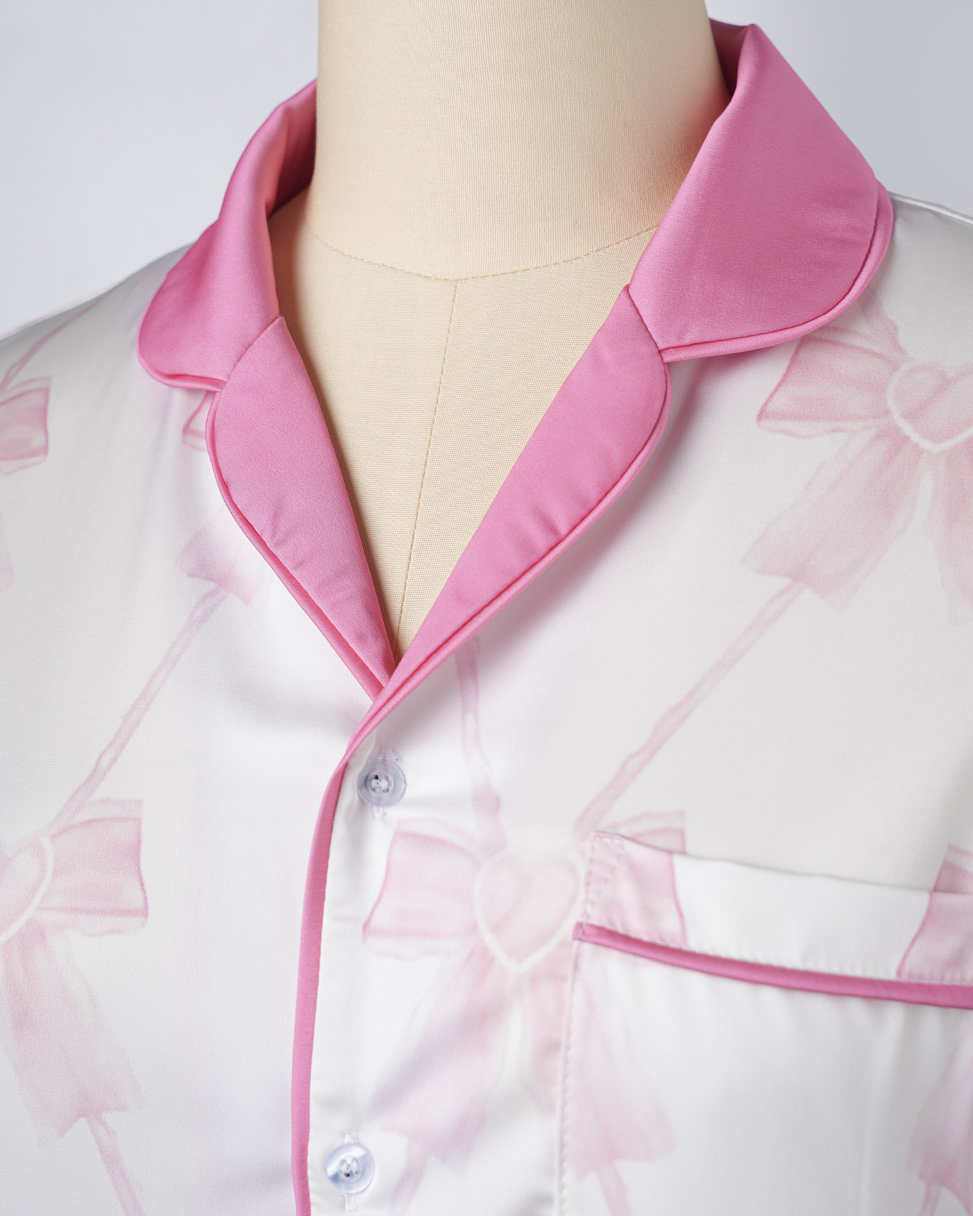 All-over Print Satin Short-Sleeve Pajama Shirt