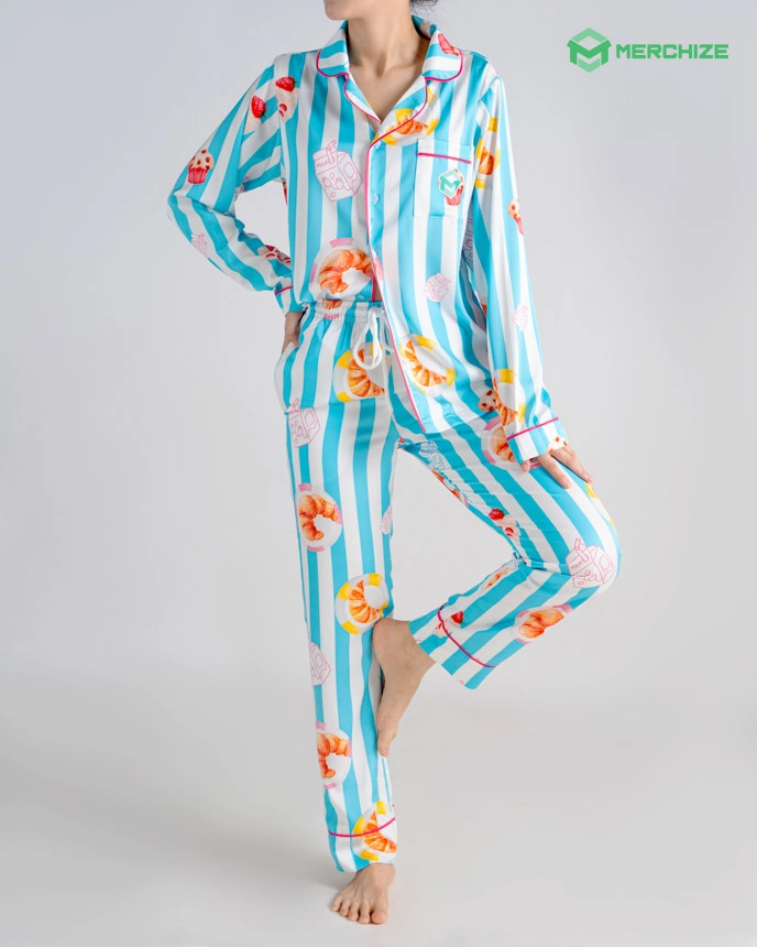 All-over Print Satin Pajamas Set