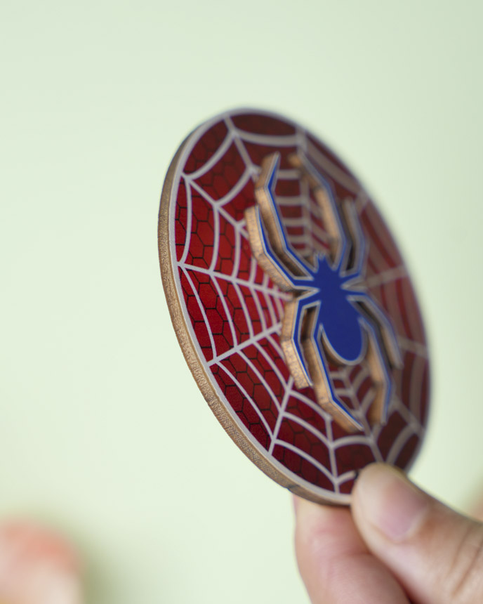 Custom Shape Wood Keychain With Spinning Charm