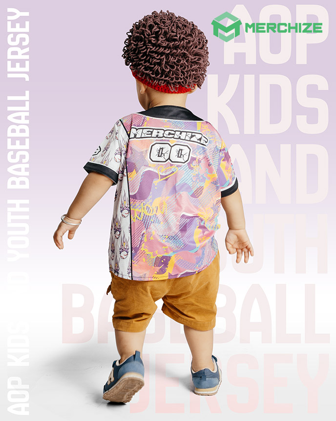 All-over Print Kids and Youth Baseball Jersey Without Piping