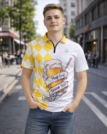 All-over Print Zip Polo Shirt (Lightweight)