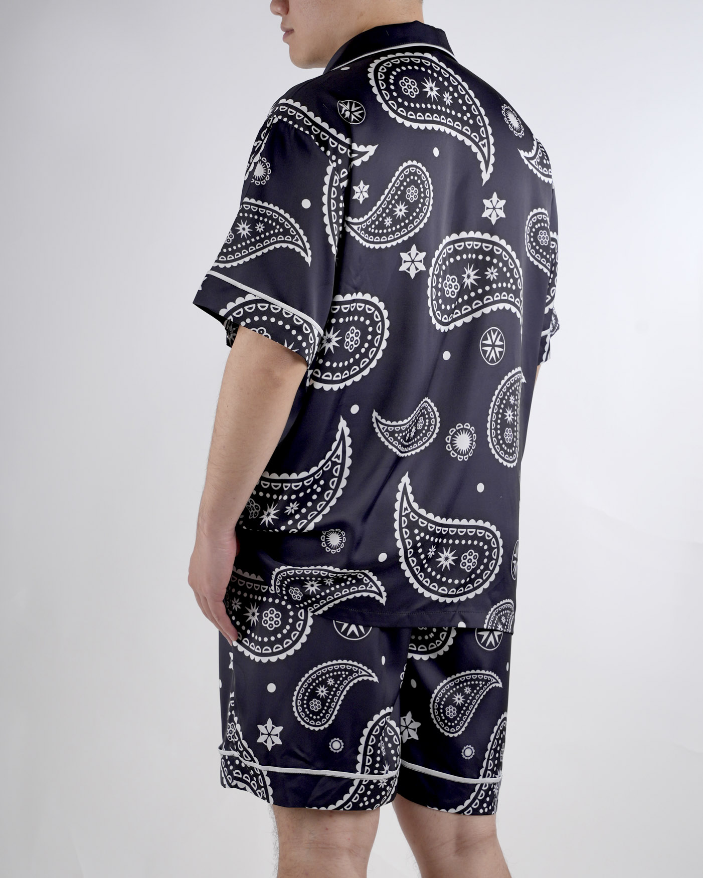 All-over Print Men's Satin Short-sleeve Pajamas Set