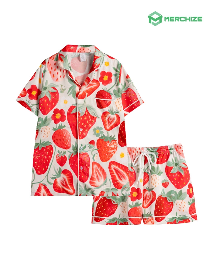 All-over Print Satin Short-Sleeve Pajamas Set